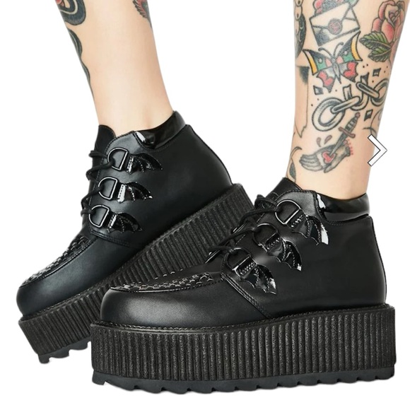 Strange Cvlt Creepers Black Super Kreep Platform Shoes Size 10 - Picture 14 of 15